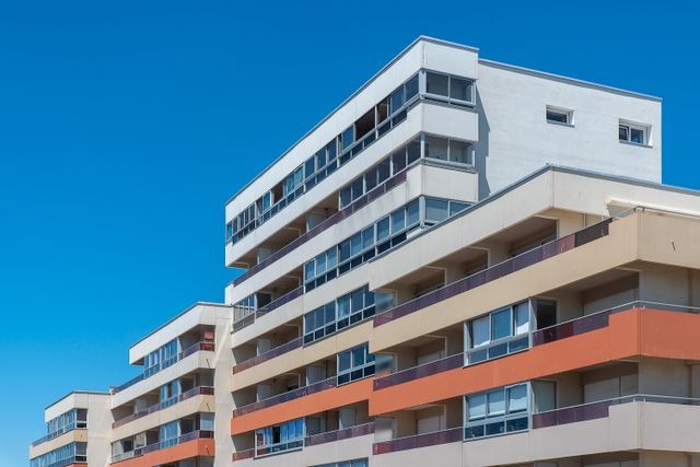 the exterior of an apartment building